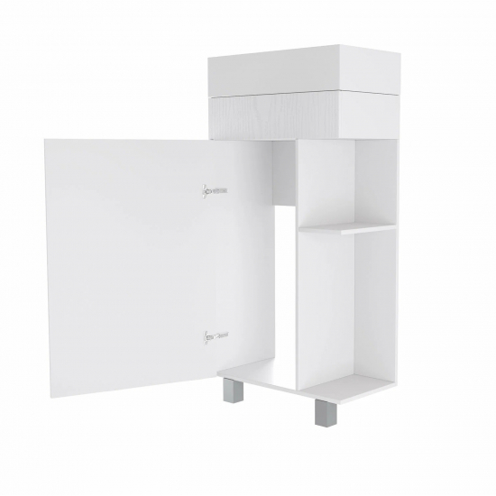 Тумба с раковиной MIXLINE Мини 40 R полки справа, напольная белая с раковиной Sky 40