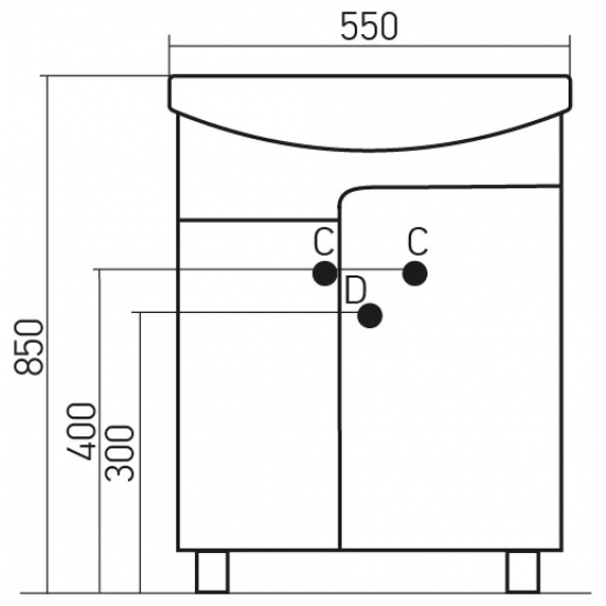 Тумба с раковиной MIXLINE Посейдон 55 напольная голубая / белая с раковиной Уют 55