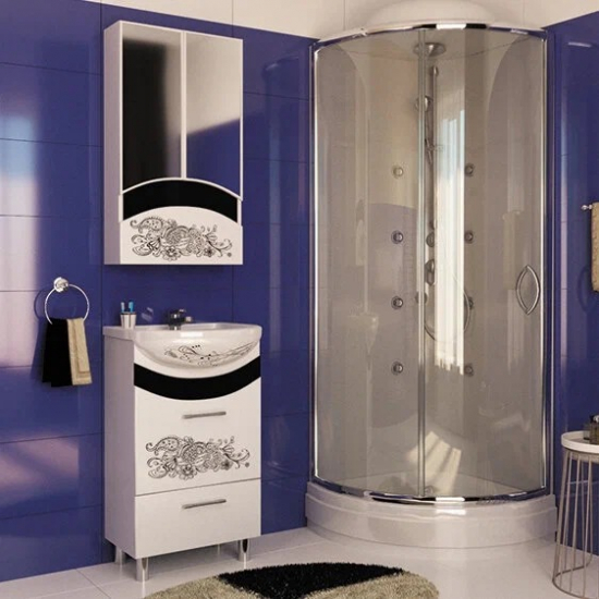 Тумба с раковиной MIXLINE Радуга 50 напольная цветы, с раковиной Арго 50