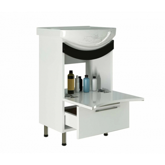 Тумба с раковиной MIXLINE Радуга 50 напольная цветы, с раковиной Арго 50