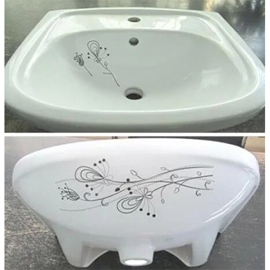 Тумба с раковиной MIXLINE Радуга 50 напольная цветы, с раковиной Арго 50