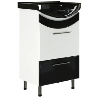 Тумба с раковиной MIXLINE Радуга 52 напольная белая / черная, с раковиной Альфана 52