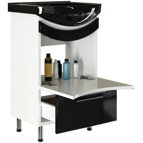 Тумба с раковиной MIXLINE Радуга 52 напольная белая / черная, с раковиной Альфана 52