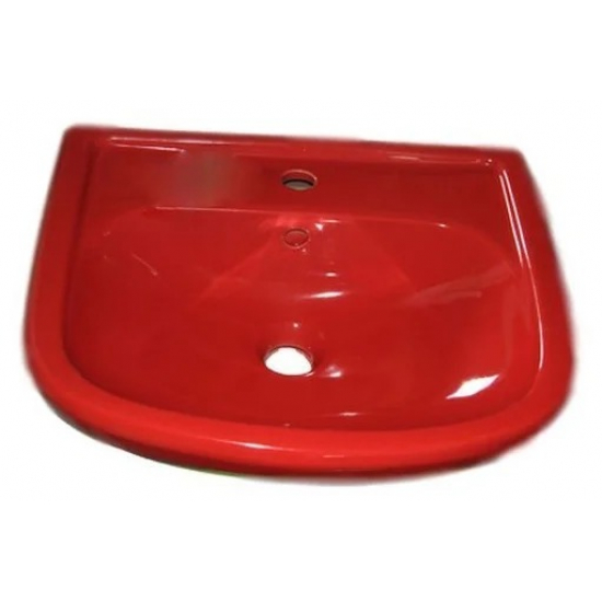 Тумба с раковиной MIXLINE Радуга 52 напольная белая / красная, с раковиной Альфана 52