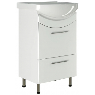 Тумба с раковиной MIXLINE Радуга 52 напольная белая, с раковиной Альфана 52