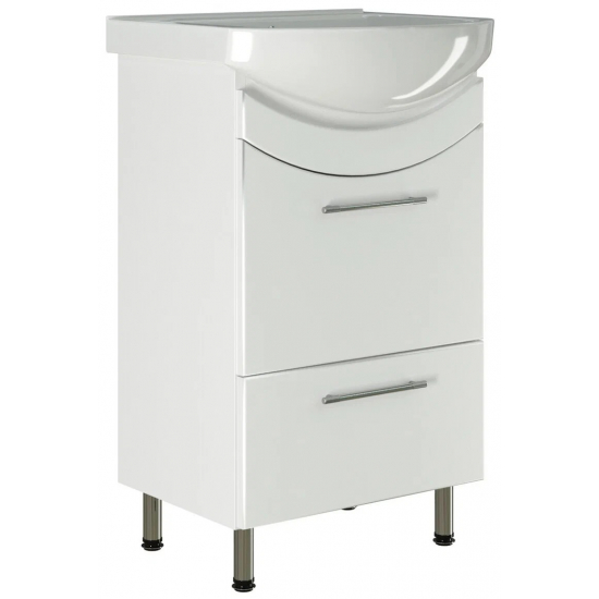 Тумба с раковиной MIXLINE Радуга 52 напольная белая, с раковиной Альфана 52