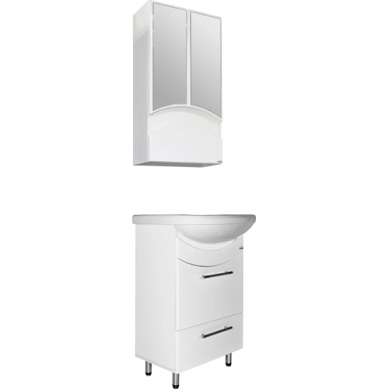 Тумба с раковиной MIXLINE Радуга 52 напольная белая, с раковиной Альфана 52