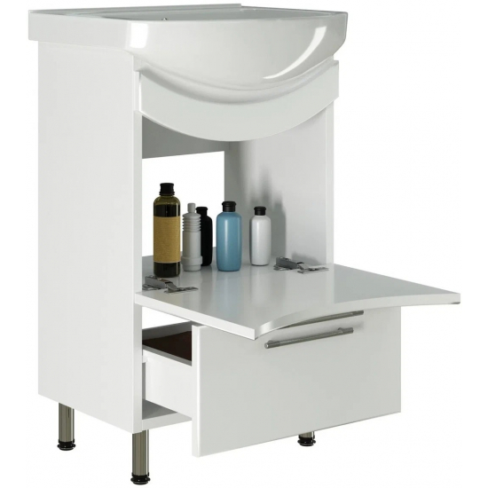 Тумба с раковиной MIXLINE Радуга 52 напольная белая, с раковиной Альфана 52