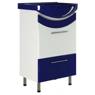 Тумба с раковиной MIXLINE Радуга 52 напольная белая / синяя, с раковиной Альфана 52
