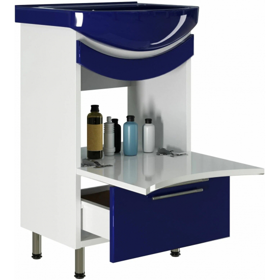 Тумба с раковиной MIXLINE Радуга 52 напольная белая / синяя, с раковиной Альфана 52