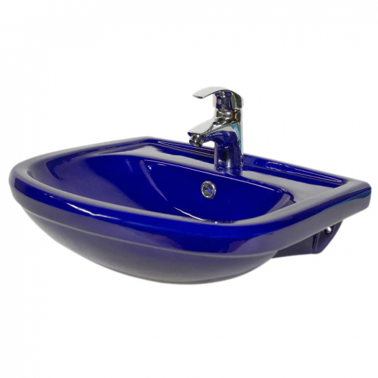 Тумба с раковиной MIXLINE Радуга 52 напольная белая / синяя, с раковиной Альфана 52