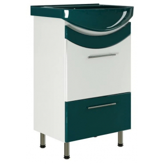 Тумба с раковиной MIXLINE Радуга 52 напольная белая / зеленая, с раковиной Альфана 52