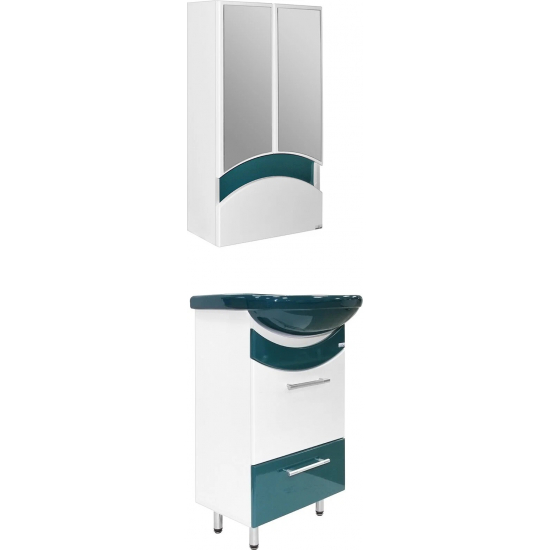 Тумба с раковиной MIXLINE Радуга 52 напольная белая / зеленая, с раковиной Альфана 52
