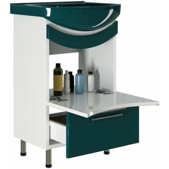 Тумба с раковиной MIXLINE Радуга 52 напольная белая / зеленая, с раковиной Альфана 52