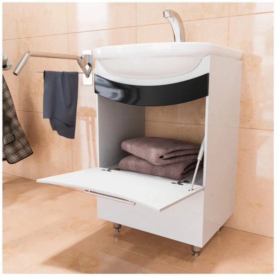 Тумба с раковиной MIXLINE Радуга 52 напольная одуванчик, с раковиной Альфана 52