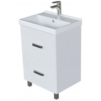 Тумба с раковиной MIXLINE Стив 60 напольная белая, 2 ящика с раковиной Fest 60