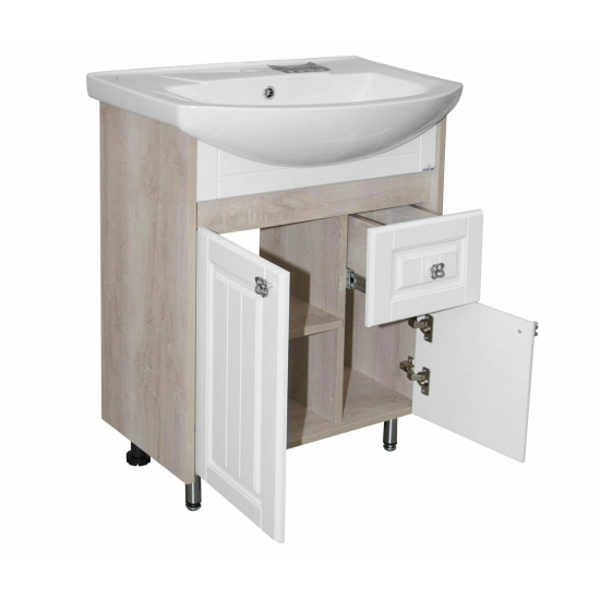 Тумба с раковиной MIXLINE Версаль 65 напольная белое дерево, с раковиной Best 65