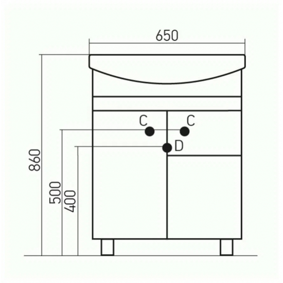 Тумба с раковиной MIXLINE Версаль 65 напольная белое дерево, с раковиной Best 65