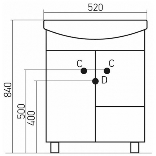 Тумба с раковиной MIXLINE Веста 52 напольная, с раковиной Альфана 52
