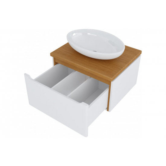Тумба с раковиной MIXLINE Виктория-60 подвесная, дуб светлый