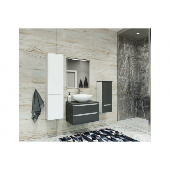 Тумба с раковиной MIXLINE Виктория-70 подвесная, софт графит матовая