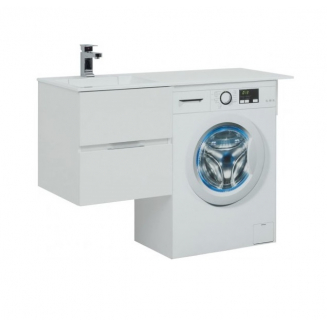 Тумба с раковиной на стиральную машину AQUANET Алвита 120 L 2 ящика подвесная, белая