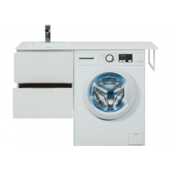 Тумба с раковиной на стиральную машину AQUANET Алвита 120 L 2 ящика подвесная, белая