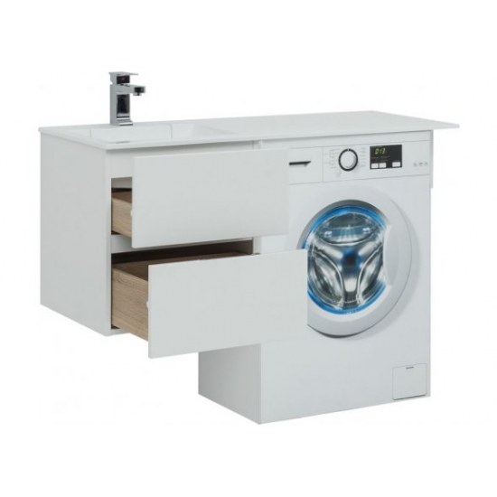 Тумба с раковиной на стиральную машину AQUANET Алвита 120 L 2 ящика подвесная, белая