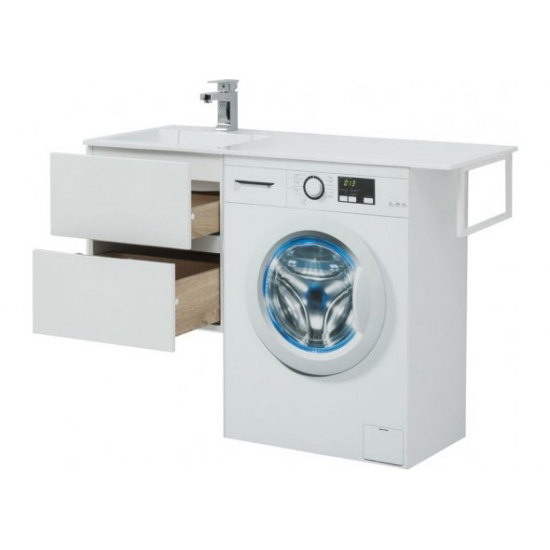 Тумба с раковиной на стиральную машину AQUANET Алвита 120 L 2 ящика подвесная, белая