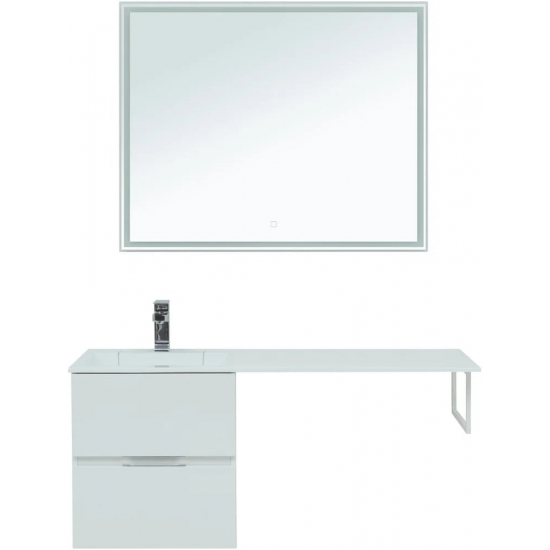 Тумба с раковиной на стиральную машину AQUANET Алвита 120 L 2 ящика подвесная, белая