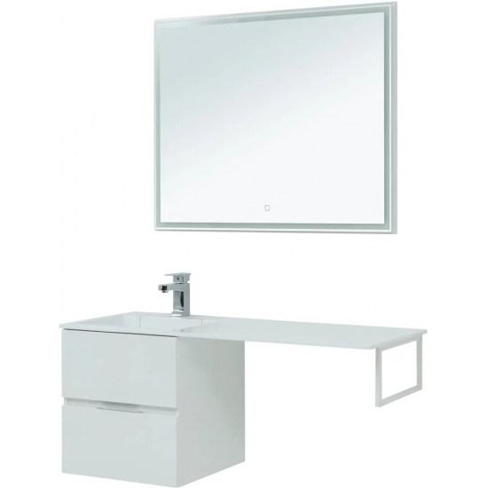 Тумба с раковиной на стиральную машину AQUANET Алвита 120 L 2 ящика подвесная, белая