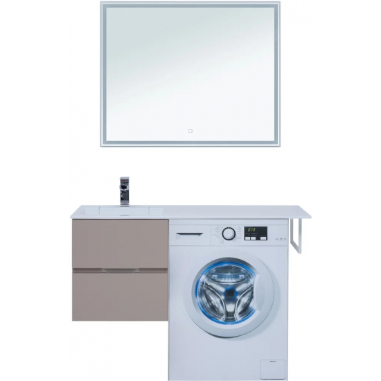 Тумба с раковиной на стиральную машину AQUANET Алвита 120 L 2 ящика подвесная, капучино