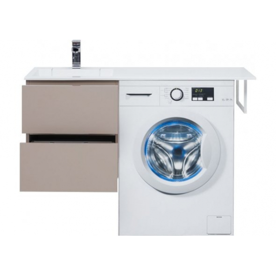 Тумба с раковиной на стиральную машину AQUANET Алвита 120 L 2 ящика подвесная, капучино