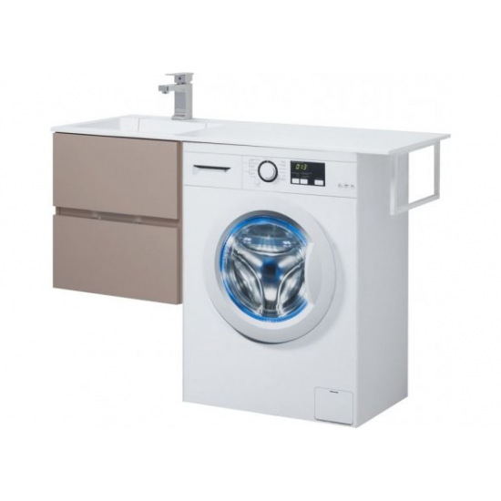 Тумба с раковиной на стиральную машину AQUANET Алвита 120 L 2 ящика подвесная, капучино