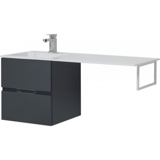 Тумба с раковиной на стиральную машину AQUANET Алвита 120 L 2 ящика подвесная, серый антрацит