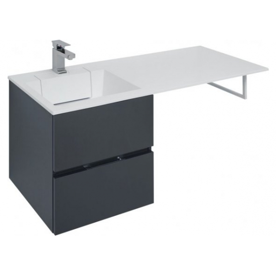 Тумба с раковиной на стиральную машину AQUANET Алвита 120 L 2 ящика подвесная, серый антрацит