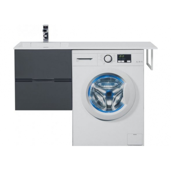 Тумба с раковиной на стиральную машину AQUANET Алвита 120 L 2 ящика подвесная, серый антрацит