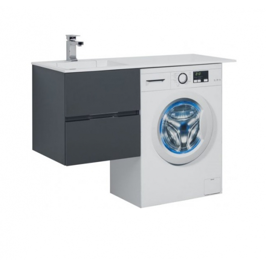 Тумба с раковиной на стиральную машину AQUANET Алвита 120 L 2 ящика подвесная, серый антрацит