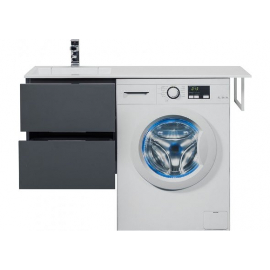 Тумба с раковиной на стиральную машину AQUANET Алвита 120 L 2 ящика подвесная, серый антрацит