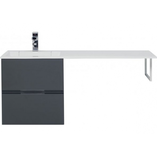 Тумба с раковиной на стиральную машину AQUANET Алвита 120 L 2 ящика подвесная, серый антрацит