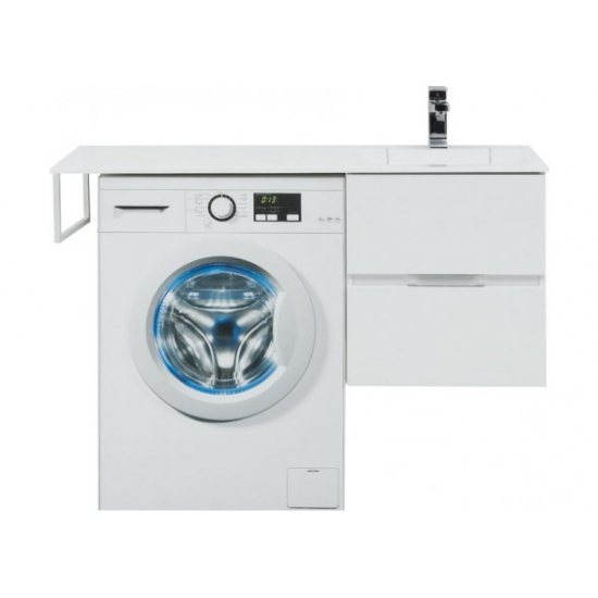 Тумба с раковиной на стиральную машину AQUANET Алвита 120 R 2 ящика подвесная, белая