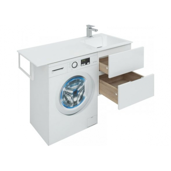 Тумба с раковиной на стиральную машину AQUANET Алвита 120 R 2 ящика подвесная, белая