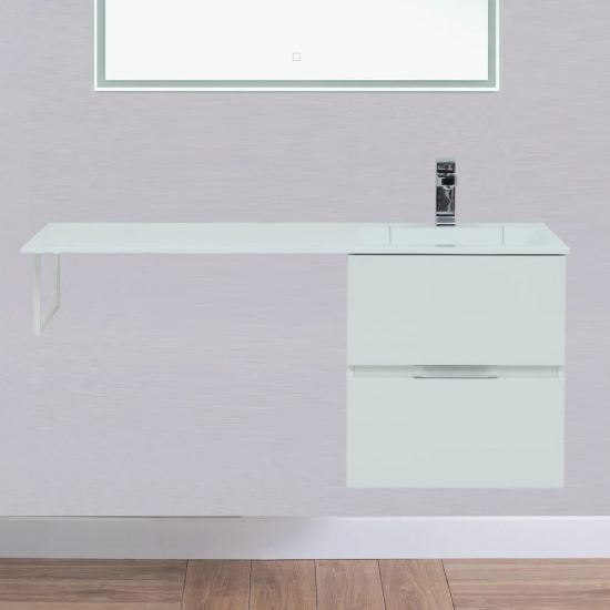 Тумба с раковиной на стиральную машину AQUANET Алвита 120 R 2 ящика подвесная, белая