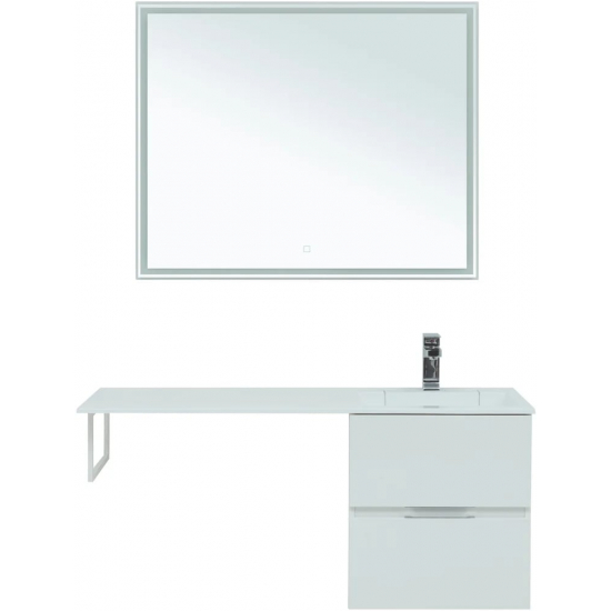 Тумба с раковиной на стиральную машину AQUANET Алвита 120 R 2 ящика подвесная, белая