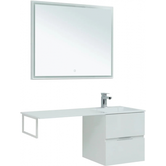 Тумба с раковиной на стиральную машину AQUANET Алвита 120 R 2 ящика подвесная, белая