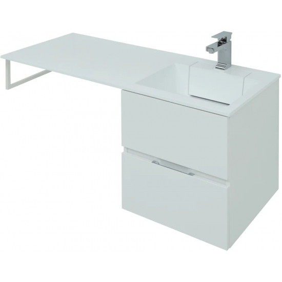 Тумба с раковиной на стиральную машину AQUANET Алвита 120 R 2 ящика подвесная, белая