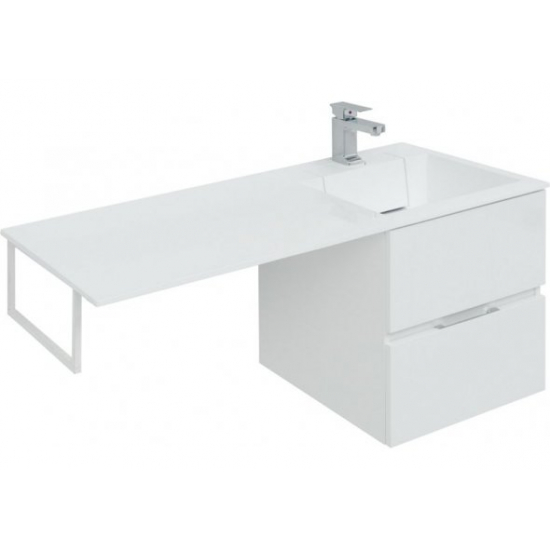 Тумба с раковиной на стиральную машину AQUANET Алвита 120 R 2 ящика подвесная, белая