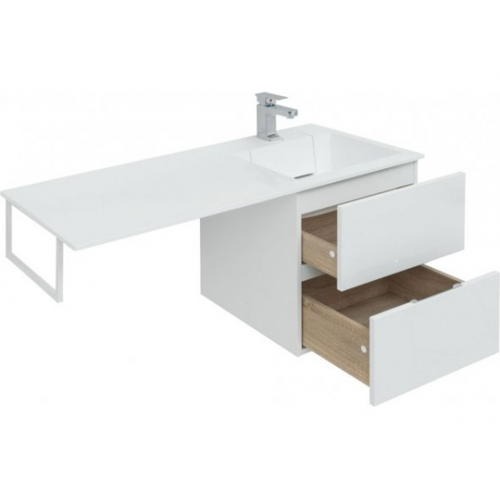 Тумба с раковиной на стиральную машину AQUANET Алвита 120 R 2 ящика подвесная, белая