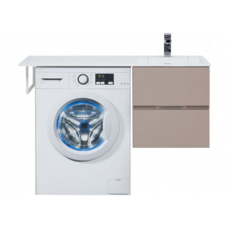 Тумба с раковиной на стиральную машину AQUANET Алвита 120 R 2 ящика подвесная, капучино