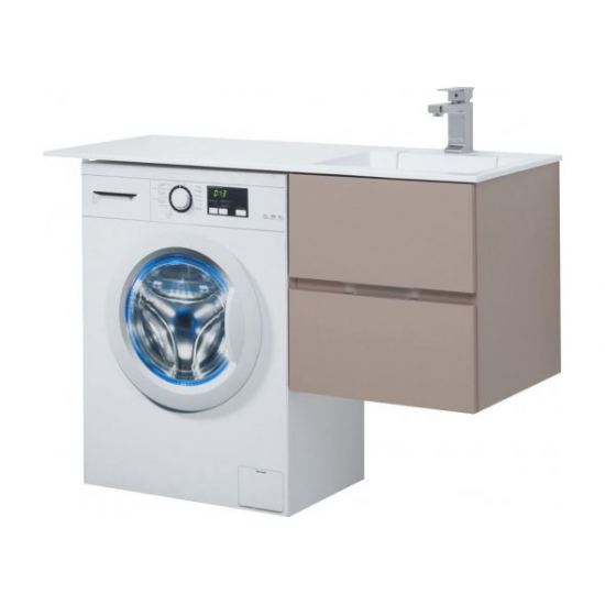 Тумба с раковиной на стиральную машину AQUANET Алвита 120 R 2 ящика подвесная, капучино